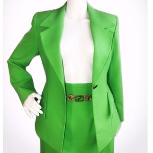 Clueless Vibes // Neon Green Skirt Suit